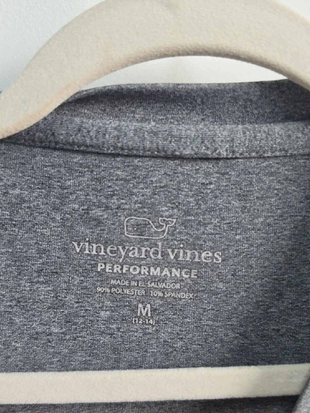 Vineyard Vines Performance Heather Gray Long-Sleeve Tee with Blue Chest Emblem